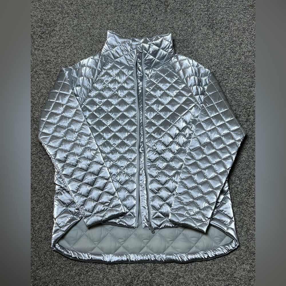 Athleta Whisper Featherless Metallic Jacket Silver Women's Small size - Picture 10 of 13